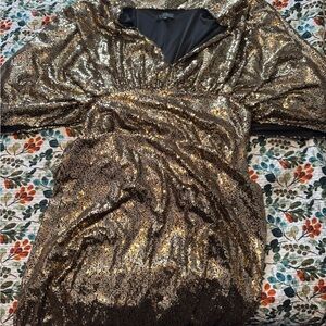 Eloquii Gold Sequin Midi Dress